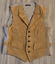 Vintage J. Peterman Co. Lexington SMALL Leather Vest Tan Brown Beige USA Made