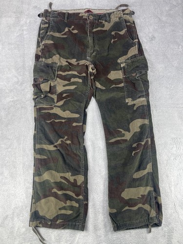 Gap Cargo Hose Herren 36x32 Grün Camouflage Cord Mid Rise Militär Wandern