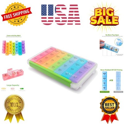 Large Weekly Pill Organizer 7 Day 4 Times a Day, Moisture-Resistant Daily Pil...