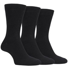 Farah Mens Black Socks Plain Cotton Sock 3 Pack 6-11UK