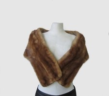Women's Sz Medium Mink Fur Stole Cape Wrap MINT WEDDING Woman