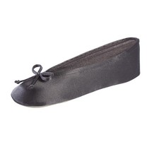 Women's Classic Stretch Satin Ballerina Slippers with Bow Tie and Leather Sol...