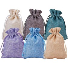 30pcs 6 color Burlap Bags with Drawstring Gift Bags Jewelry Pouch for Wedding