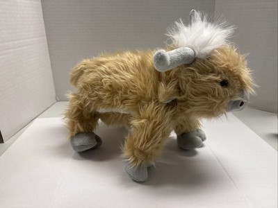 Plush Highland Cow With Zipper Pocket On The Side Light Golden Brown 15x11'' m10