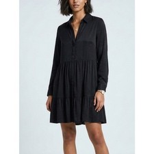 NWOT! Zara Black Long-Sleeve Tiered Shirt Dress Size S