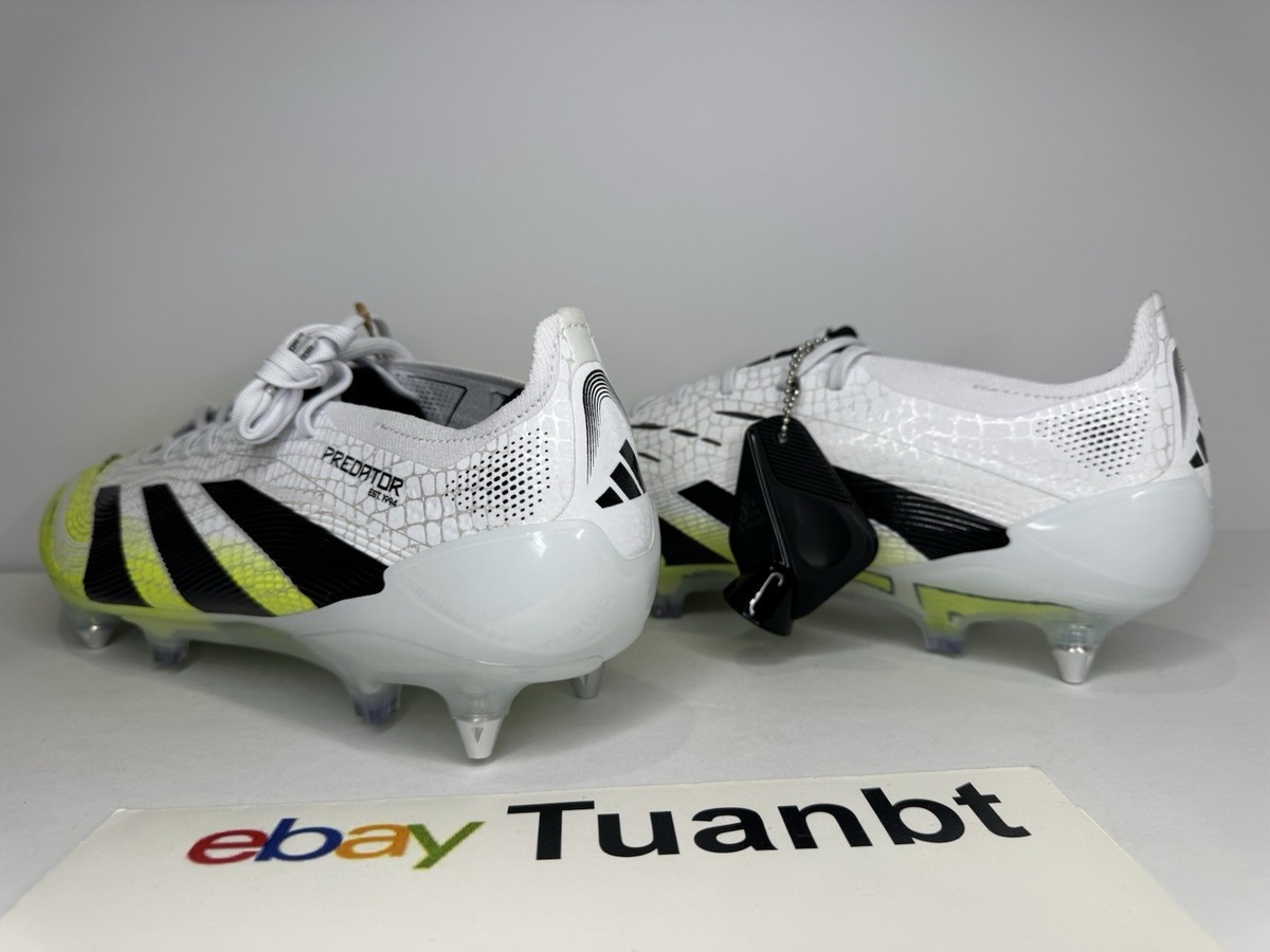 Adidas Predator Elite SG Cleats White/Black/Lemon JI1067 Mens Size 6.5/Women 7.5 Adidas Predator Elite SG Soccer Cleats JI1067 White Black  main image 4