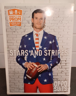 NEW Opposuits Men's 3 Pc Suit Stars and Stripes Sz US 42 Fourth July Patriot NIB