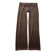 Vintage Juicy Couture Women's Brown Velour Flared Track Pant Drawstring Size S
