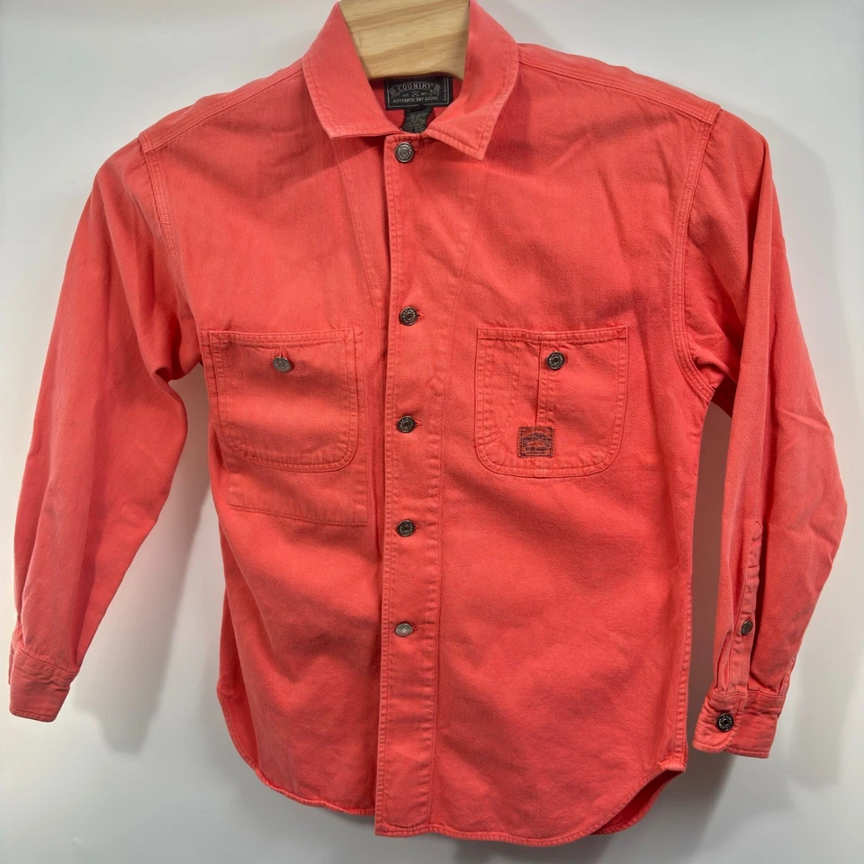 Винтажная мужская рубашка-поло 90-х Ralph Lauren Country M Coral оранжевая для рукоделия хлопок - Изображение 4 из 4