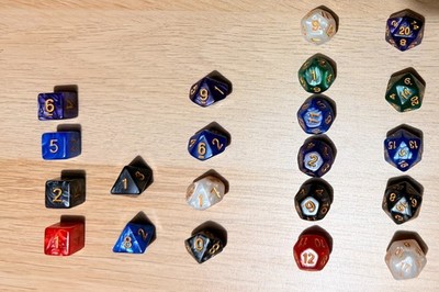 Würfel Set, Rollenspiel, Kartenspiel D6, D8, D10, D12, D20 Marmor verschiedene Farben