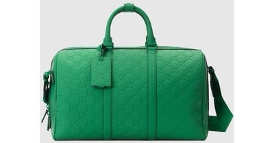 Gucci blue GG rubber-effect medium duffle bag 771235 Green BNWT