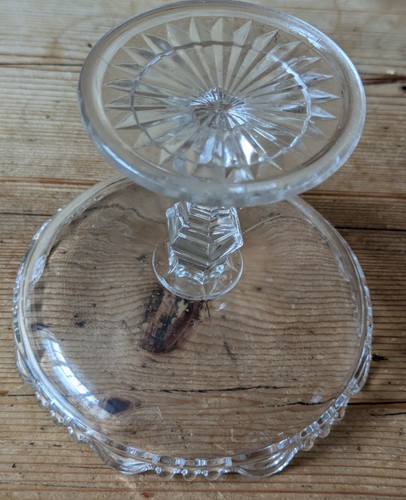 Unusual Pair Pressed Glass Cakestands With Raised Centres Unmarked 5.5in Max Ht. - Picture 5 of 5