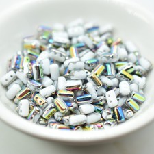 3x5mm Rulla, Chalk Vitrail 2-Hole, 50 Beads, Czech Glass