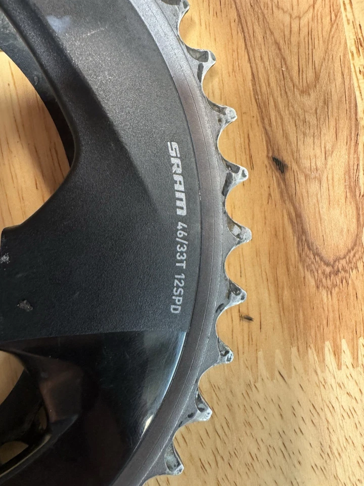 SRAM Force AXS 107 BCD 12-Speed Chainrings 46/33 Black !Cracked Plastic! Used - Image 3 of 4