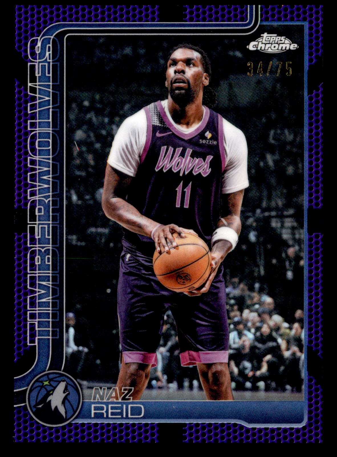 Naz Reid 2025-26 Topps Chrome Update Purple Basketball Refractor #/75 #71