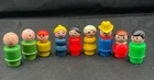 Lot of 9 vtg Little People Wooden & Plastic Figures Fisher Price Farmer~Mad face