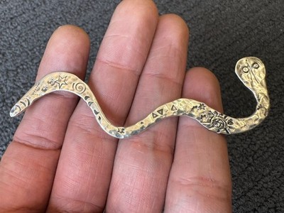 Vintage Southwestern Sterling Silver Hand Stamped Snake Hat Pin