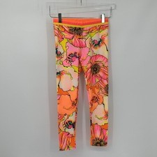 Agua Bendita Roni Praia leggings girl swim tropical floral orange pink new 14