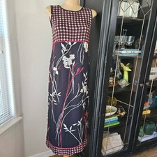 Carole Little Petite Floral Midi Dress Black Red Sleeveless Sheath Size 4P