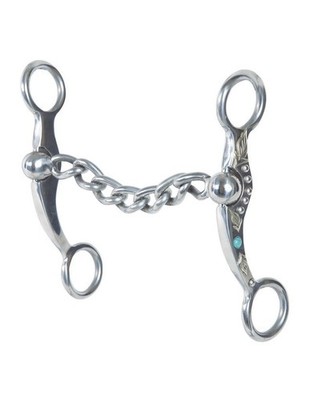 Professionals Choice Bit Chain Mouth Feather 6'' Silver Turq PCB-132