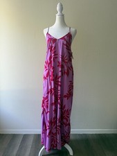 Old Navy Women’s M Purple Red Tropical V Neck Criss Cross Summer Maxi Dress NWT