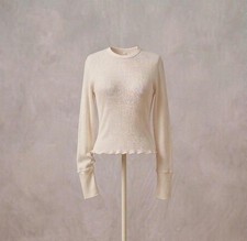 Vintage 70s 80s JE Morgan Thermal Waffle Knit Unisex White USA Made