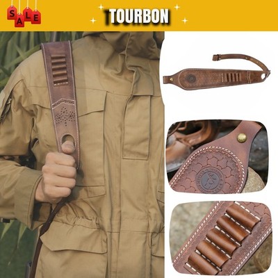 TOURBON Leder Gewehrriemen Rifle Munitionshalter Fingerauflage Gurt Gun Sling
