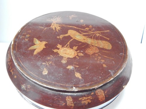 VINTAGE CHINESE / TIBETAN LIDDED STORAGE BOX - HAND MADE + PAINTED DESIGNS