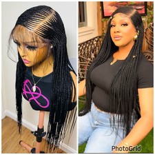 Full Lace C Curve Braided Wig Braided Wig All Black Wig Ready To Ship