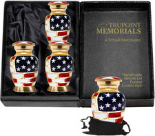 Gold Mini Cremation Urns for Veterans, Set of 4, Military Keepsakes
