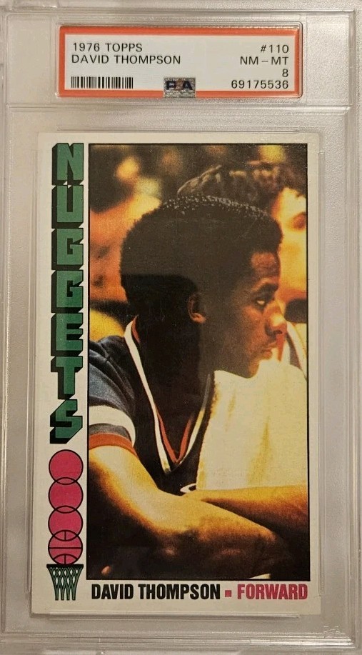 1976 Topps #110 David Thompson Rookie HOF Denver Nuggets PSA 8