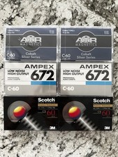 Lot Of 6 New Sealed Blank Audio Cassette Tapes ATR MAGNETICS, AMPEX, SCOTCH