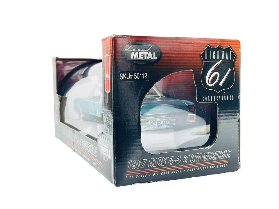 #50112 Highway 61 Aqua Blue 1967 Oldsmobile Cutlass 442 ~ Selado fundido em escala 1/18 - Imagem 4 de 4