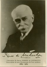 1963 Post Card of Pierre de Coubertin co-founder of the Int l Olympic Committee