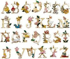26 Initial Alphabet Letter Charms Pendants Garden Fairy Tale Style for Necklace
