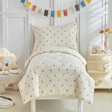 White Star Toddler Bedding Set,4 Pieces Reversible Toddler Comforter Set,Ultr...