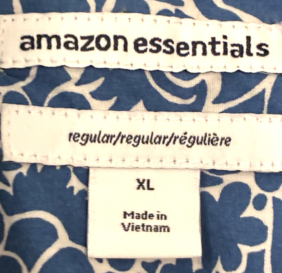 Amazon Essentials  Men's sz XL Shirt Vacation Cotton Floral Blue Beach Vibe View 2