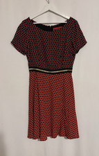 Maeve Anthropologie Dress 8 Red Floral Fit & Flare Short Sleeve