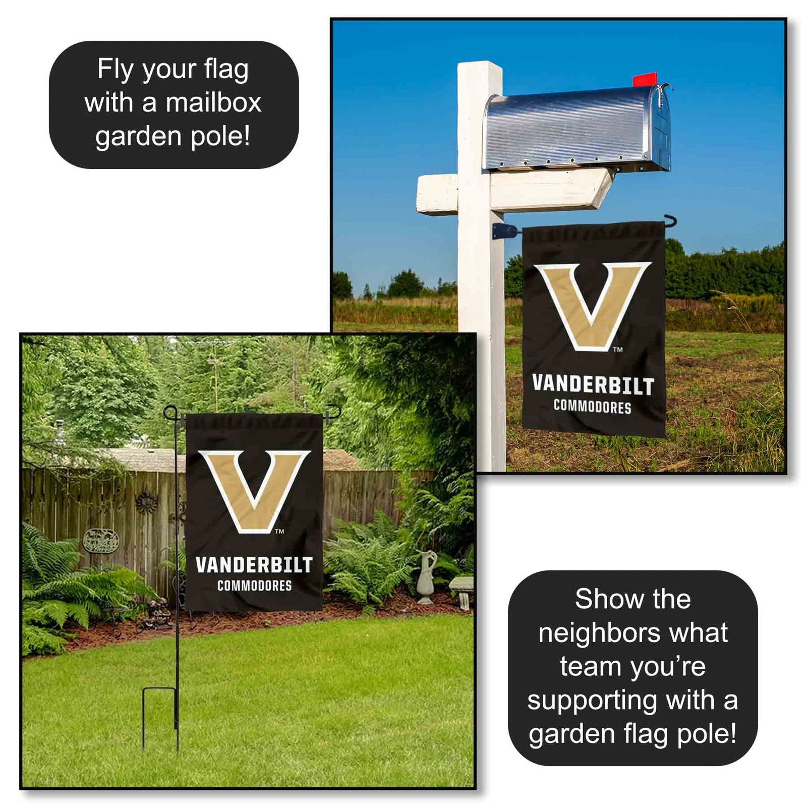 Vanderbilt Commodores Wordmark Garden Flag and Yard Banner