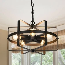 New Oaks Aura Industrial Modern Farmhouse Cage Chandelier Pendant 5-Light 15.7"