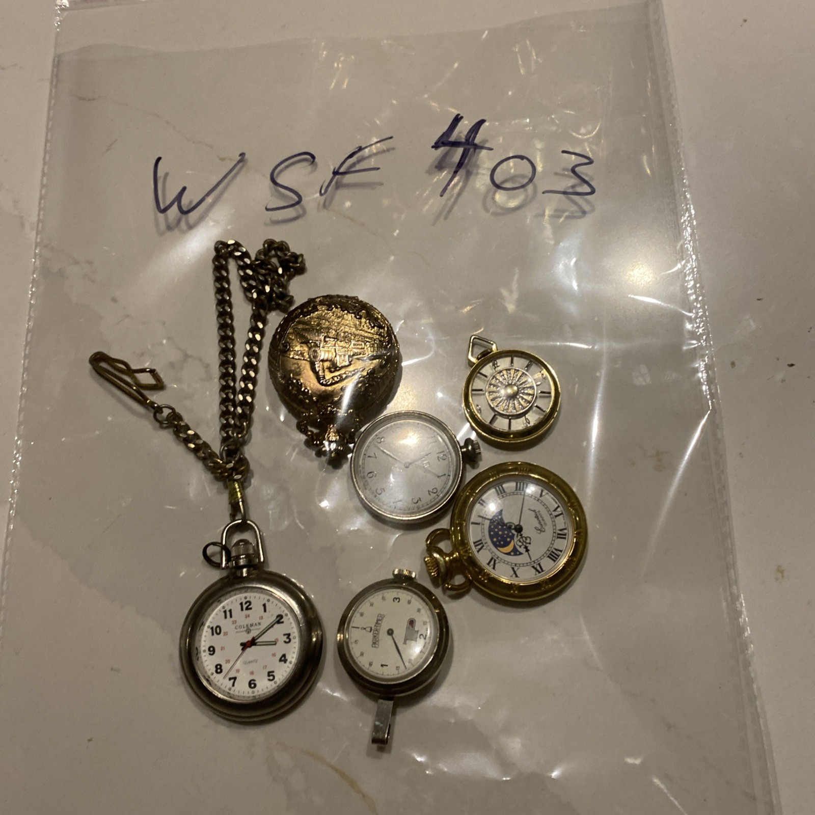 Vintage Pocket Watches Parts Art Project Mixed Brands Styles As Is Lot of Six