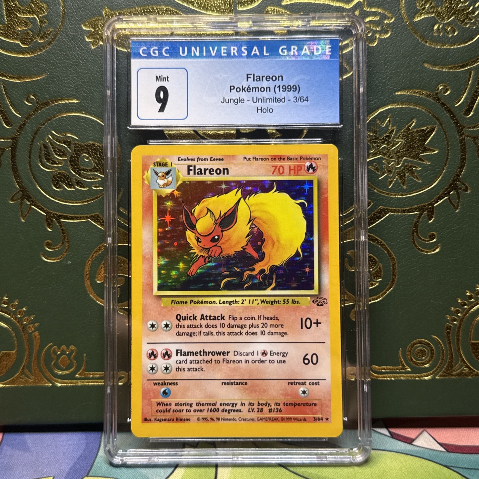 Pokemon Flareon CGC 9 Jungle Holo Unlimited 3/64 Mint Rare PSA 