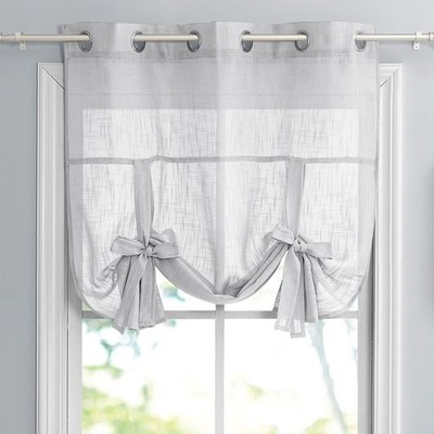 Pony Dance Tie Up Curtains for Windows - Sheer Drapes Length Adjustable Silve...
