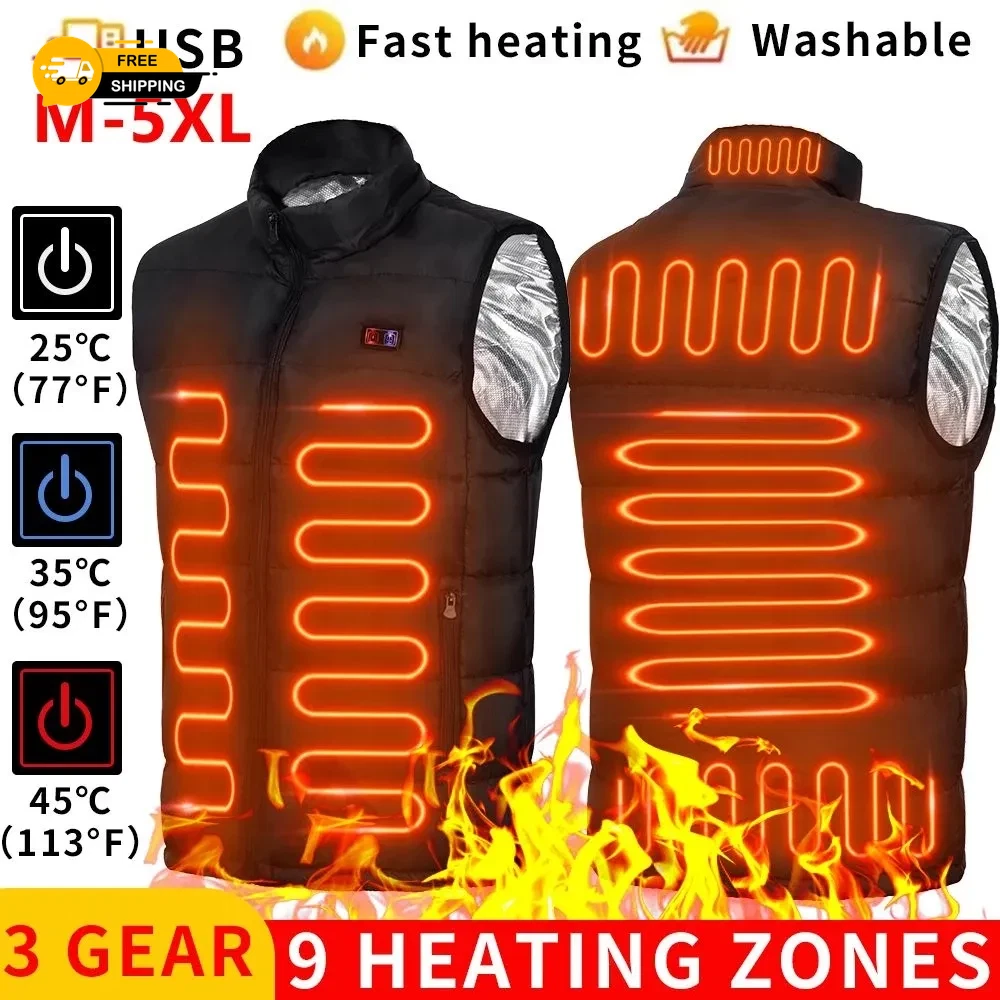 Women Men USB Electric Heated Vest Jacket Warm Up Heating Pad Cloth Body Warmer