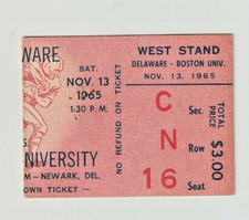 Boston University at Delaware  1965 College FB Ticket Stub Nov. 13 1965