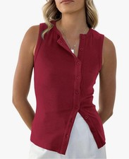 Women's Button Down Tank Tops Summer Sleeveless Top