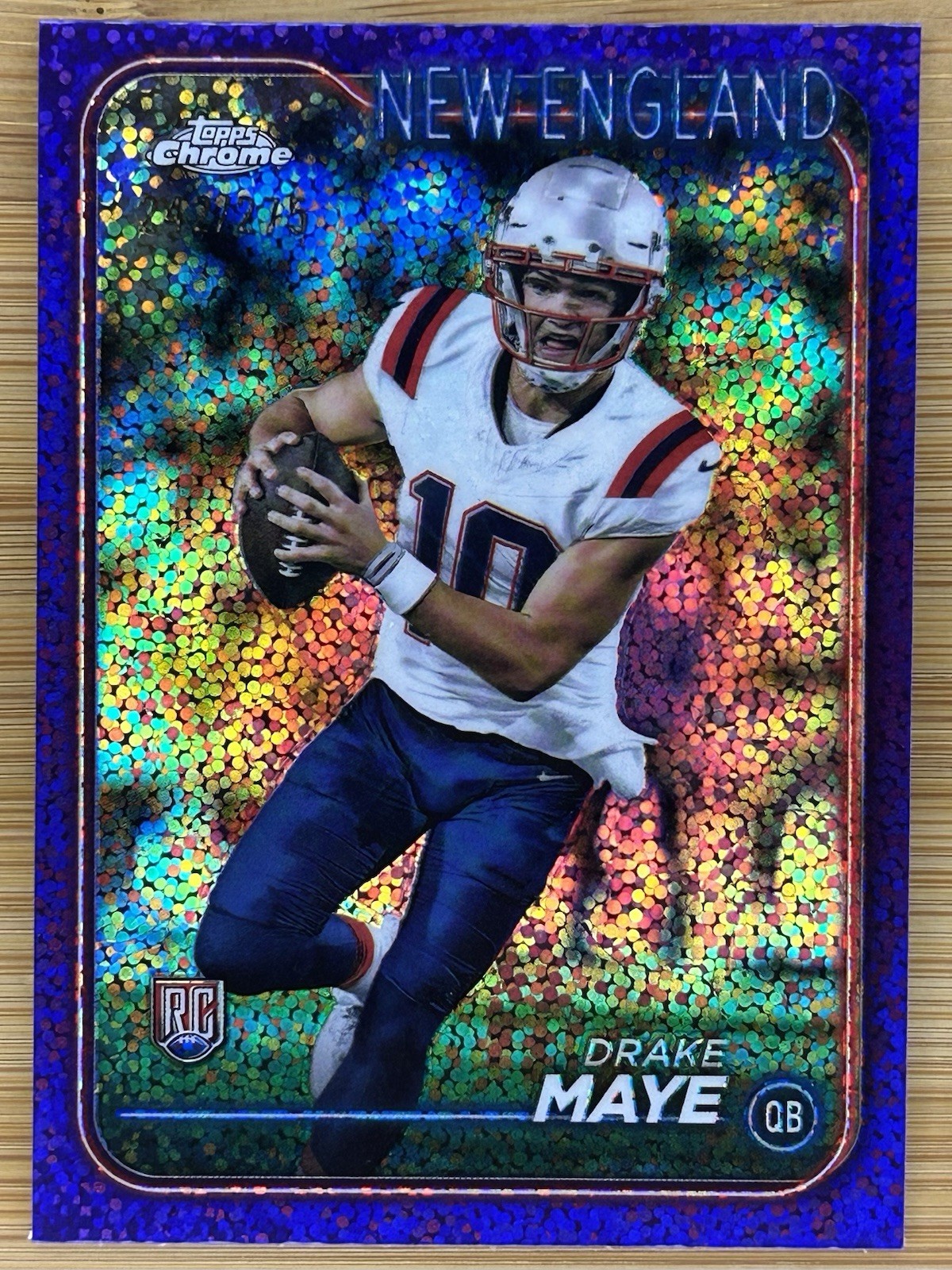 2024 Topps Chrome #203 Drake Maye PURPLE SPECKLE REFRACTOR #/275 RC