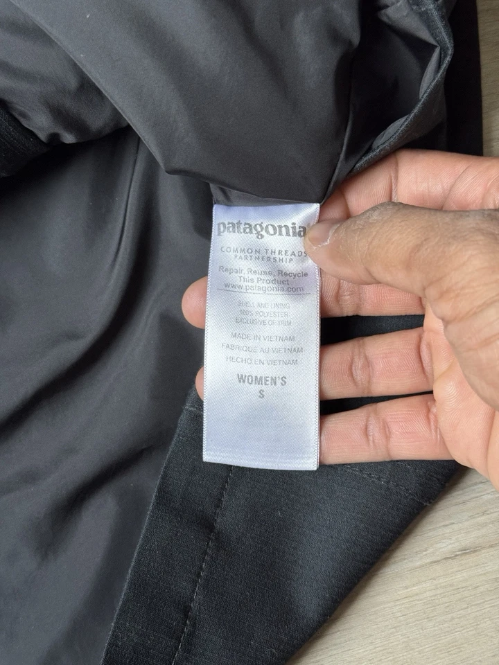 PATAGONIA Tres Parka Abrigo Negro Solo Concha Con Capucha Lluvia Impermeable Mujer’s Talla S Foto 4 de 4