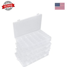 Bead Organizer 36 Grids 4 Pack Clear Plastic Parts Organizer Box 3600 Tackle ...