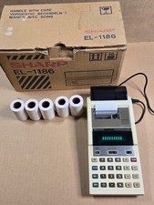 Sharp EL-1186 Vintage Printing Calculator In Box W/AC Adaptor - Works